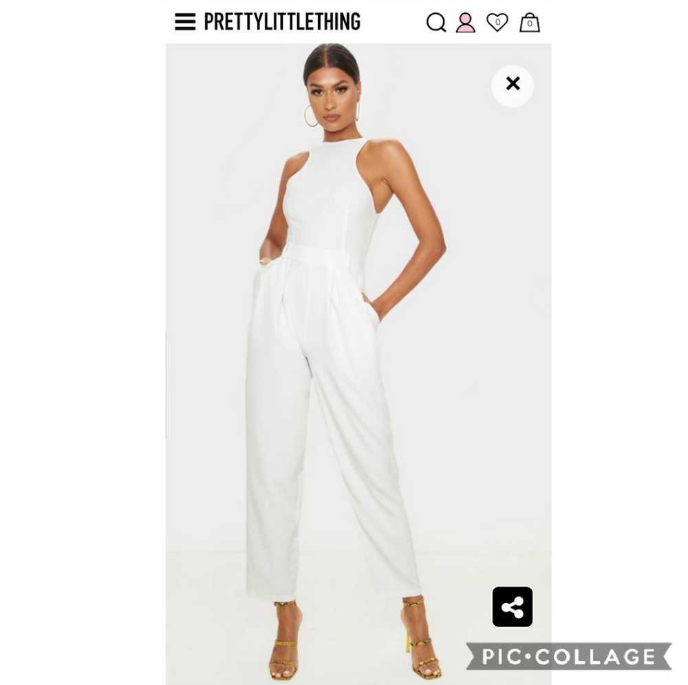 Pretty Little Things Ivory Racer Back Jumpsuit Sz6